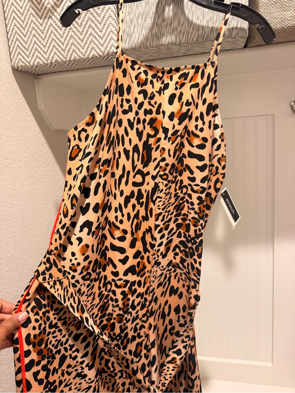 Leopard Print jumpsuit with Red Trim